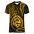 Polynesian Pride Guam Women V Neck T Shirt With Polynesian Tribal Tattoo and Coat of Arms Gold Version LT9 - Polynesian Pride
