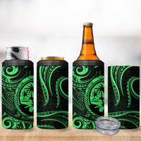 Polynesian Guam Coat of Arms 4 in 1 Can Cooler Tumbler Polynesian Tribal Tattoo Green Version