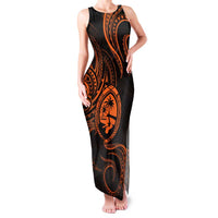 Polynesian Guam Coat of Arms Family Matching Tank Maxi Dress and Hawaiian Shirt Polynesian Tribal Tattoo Orange Version