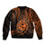 Polynesian Pride Guam Sleeve Zip Bomber Jacket With Polynesian Tribal Tattoo and Coat of Arms Orange Version LT9 - Polynesian Pride