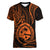 Polynesian Pride Guam Women V Neck T Shirt With Polynesian Tribal Tattoo and Coat of Arms Orange Version LT9 - Polynesian Pride