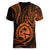 Polynesian Pride Guam Women V Neck T Shirt With Polynesian Tribal Tattoo and Coat of Arms Orange Version LT9 - Polynesian Pride