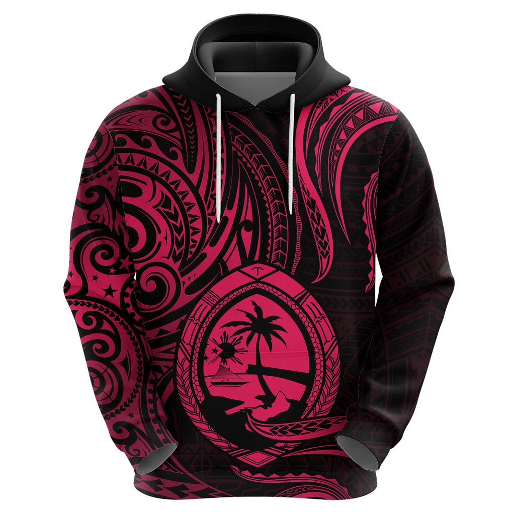 Polynesian Pride Guam Hoodie With Polynesian Tribal Tattoo and Coat of Arms Pink Version LT9 - Polynesian Pride