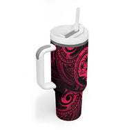 Polynesian Guam Coat of Arms Tumbler With Handle Polynesian Tribal Tattoo Pink Version