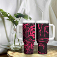 Polynesian Guam Coat of Arms Tumbler With Handle Polynesian Tribal Tattoo Pink Version