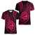 Polynesian Pride Guam Women V Neck T Shirt With Polynesian Tribal Tattoo and Coat of Arms Pink Version LT9 Female Pink - Polynesian Pride