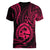 Polynesian Pride Guam Women V Neck T Shirt With Polynesian Tribal Tattoo and Coat of Arms Pink Version LT9 - Polynesian Pride