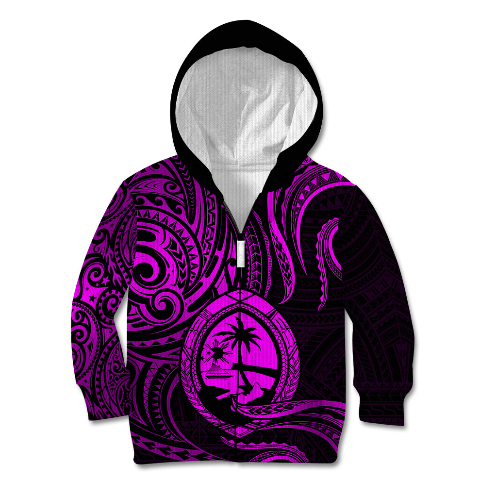 Polynesian Pride Guam Kid Hoodie With Polynesian Tribal Tattoo and Coat of Arms Purple Version LT9 - Polynesian Pride