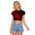 Polynesian Pride Guam Raglan Cropped T Shirt With Polynesian Tribal Tattoo and Coat of Arms Red Version LT9 Female Red - Polynesian Pride