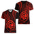 Polynesian Pride Guam Women V Neck T Shirt With Polynesian Tribal Tattoo and Coat of Arms Red Version LT9 Female Red - Polynesian Pride