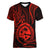 Polynesian Pride Guam Women V Neck T Shirt With Polynesian Tribal Tattoo and Coat of Arms Red Version LT9 - Polynesian Pride