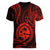 Polynesian Pride Guam Women V Neck T Shirt With Polynesian Tribal Tattoo and Coat of Arms Red Version LT9 - Polynesian Pride