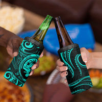 Polynesian Guam Coat of Arms 4 in 1 Can Cooler Tumbler Polynesian Tribal Tattoo Turquoise Version