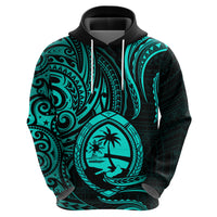 Polynesian Pride Guam Hoodie With Polynesian Tribal Tattoo and Coat of Arms Turquoise Version LT9 - Polynesian Pride