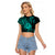 Polynesian Pride Guam Raglan Cropped T Shirt With Polynesian Tribal Tattoo and Coat of Arms Turquoise Version LT9 Female turquoise - Polynesian Pride