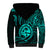 Polynesian Pride Guam Sherpa Hoodie With Polynesian Tribal Tattoo and Coat of Arms Turquoise Version LT9 - Polynesian Pride