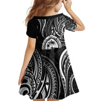 Polynesian Guam Coat of Arms Family Matching Long Sleeve Bodycon Dress and Hawaiian Shirt Polynesian Tribal Tattoo Black Version