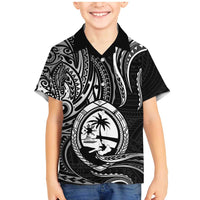 Polynesian Guam Coat of Arms Family Matching Mermaid Dress and Hawaiian Shirt Polynesian Tribal Tattoo Black Version