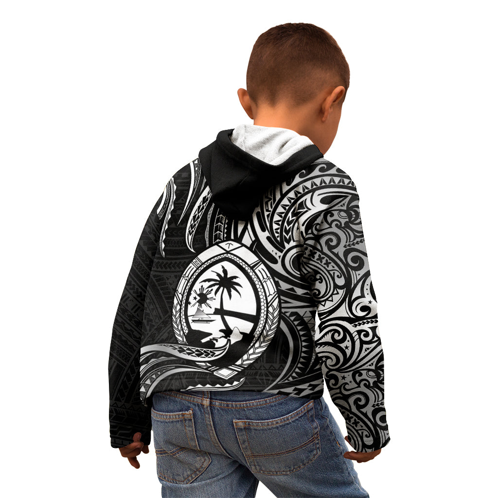 Polynesian Pride Guam Kid Hoodie With Polynesian Tribal Tattoo and Coat of Arms Black Version LT9 - Polynesian Pride