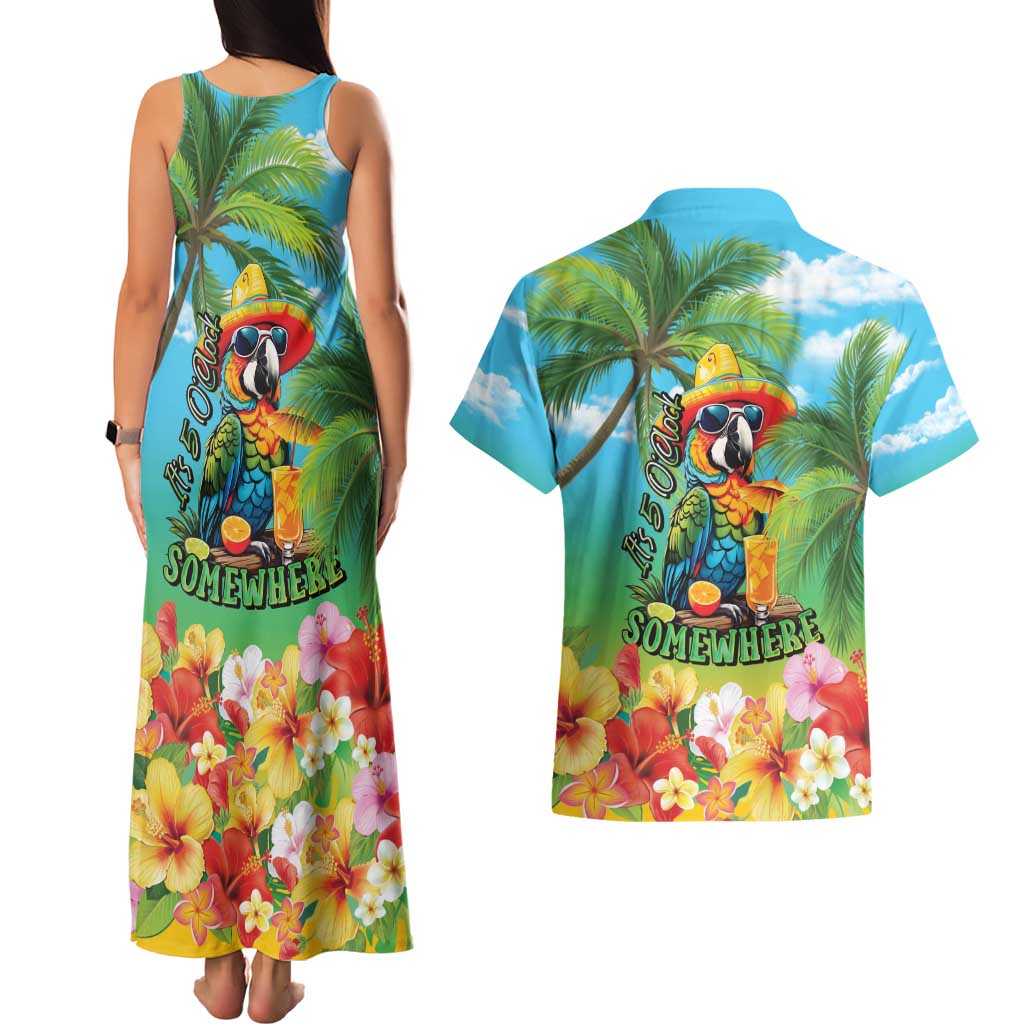 Always 5 O'clock Couples Matching Tank Maxi Dress and Hawaiian Shirt Hawaiian Tropical Parrot - Polynesian Pride