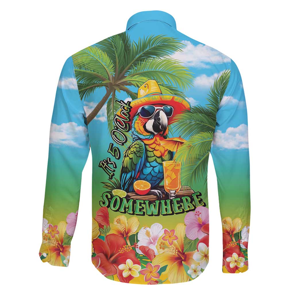 Always 5 O'clock Family Matching Long Sleeve Bodycon Dress and Hawaiian Shirt Hawaiian Tropical Parrot - Polynesian Pride