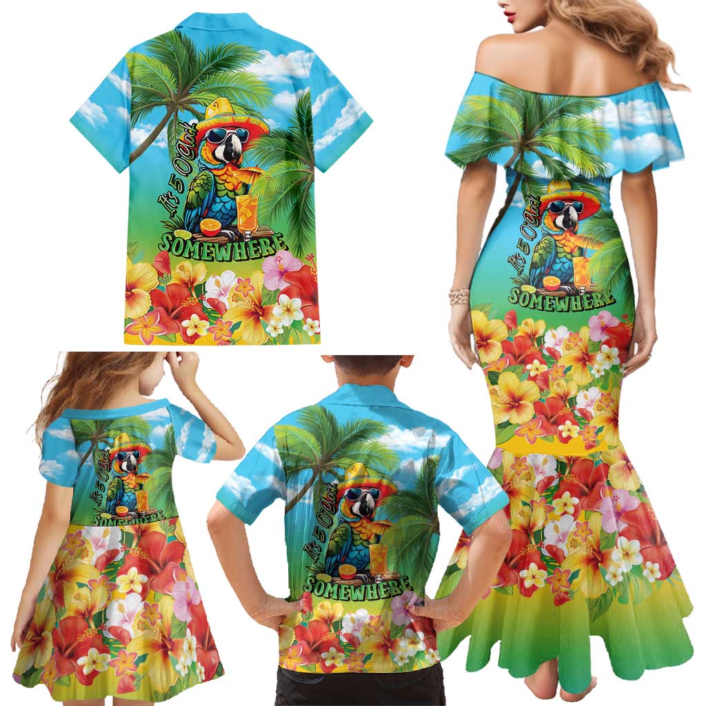 Always 5 O'clock Family Matching Mermaid Dress and Hawaiian Shirt Hawaiian Tropical Parrot - Polynesian Pride