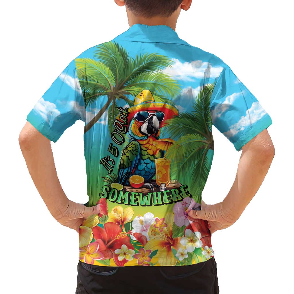 Always 5 O'clock Family Matching Off Shoulder Short Dress and Hawaiian Shirt Hawaiian Tropical Parrot - Polynesian Pride