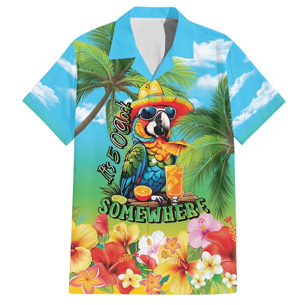 Always 5 O'clock Family Matching Short Sleeve Bodycon Dress and Hawaiian Shirt Hawaiian Tropical Parrot - Polynesian Pride