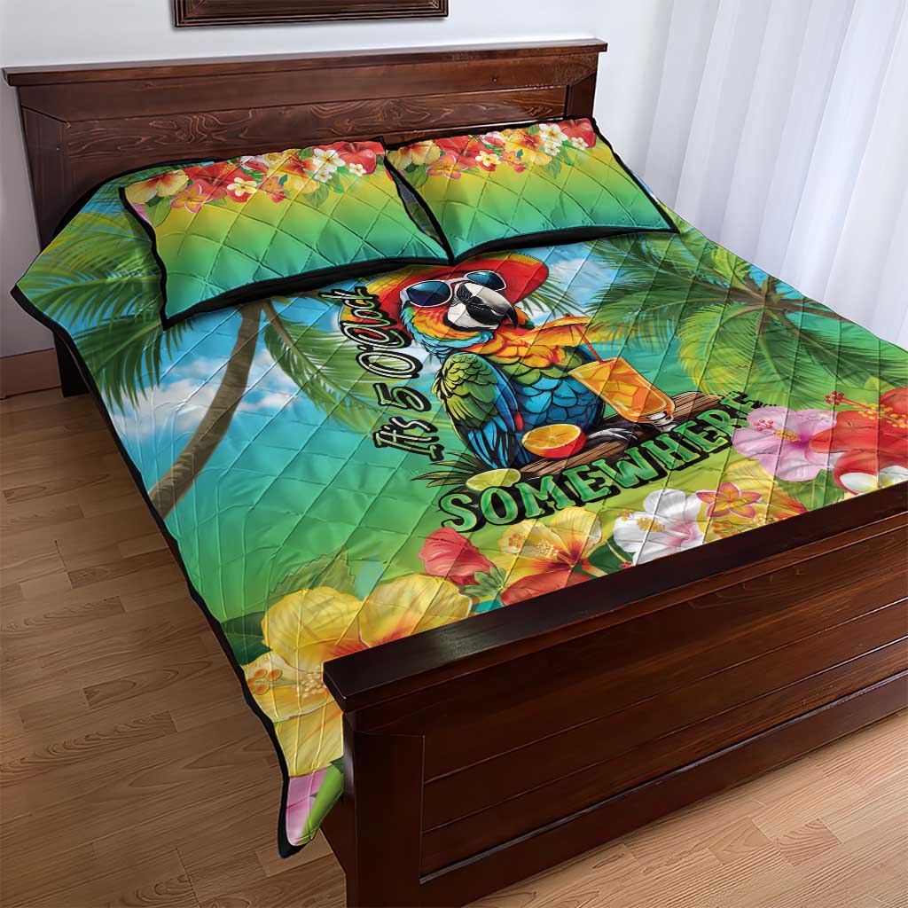 Always 5 O'clock Quilt Bed Set Hawaiian Tropical Parrot - Polynesian Pride