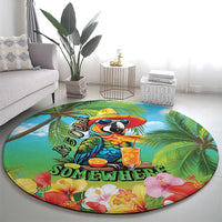 Always 5 O'clock Round Carpet Hawaiian Tropical Parrot - Polynesian Pride