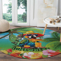 Always 5 O'clock Round Carpet Hawaiian Tropical Parrot - Polynesian Pride