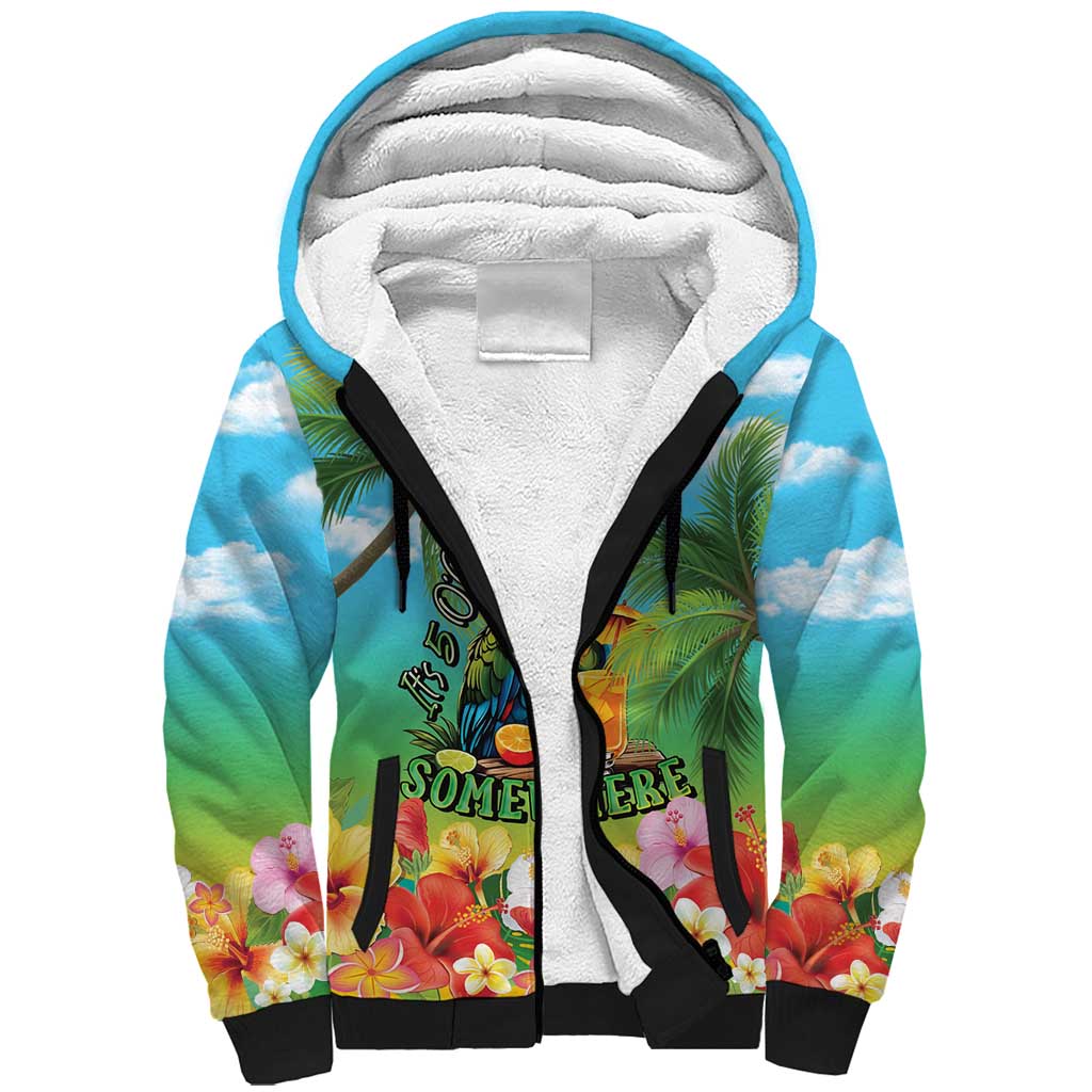 Always 5 O'clock Sherpa Hoodie Hawaiian Tropical Parrot - Polynesian Pride