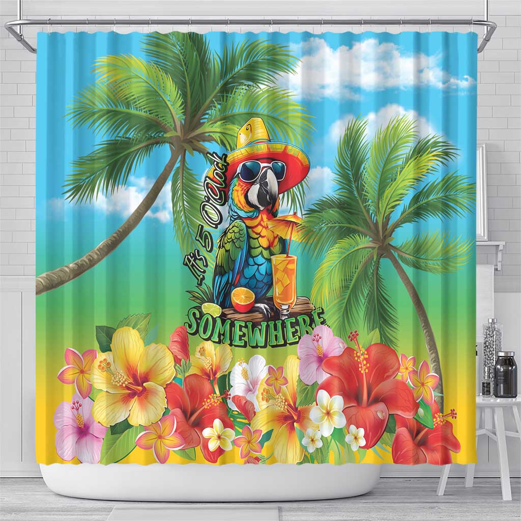 Always 5 O'clock Shower Curtain Hawaiian Tropical Parrot - Polynesian Pride
