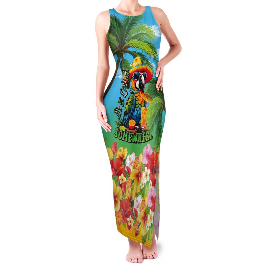 Always 5 O'clock Tank Maxi Dress Hawaiian Tropical Parrot - Polynesian Pride