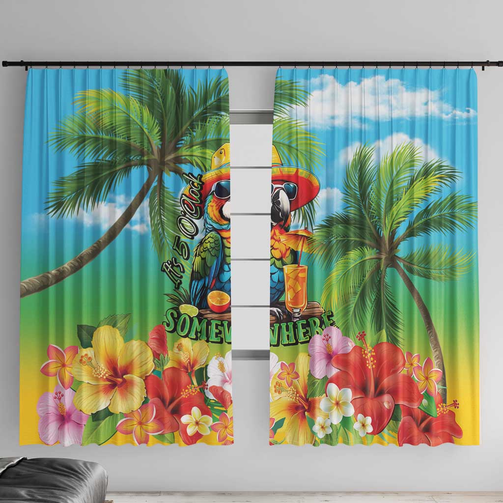 Always 5 O'clock Window Curtain Hawaiian Tropical Parrot - Polynesian Pride