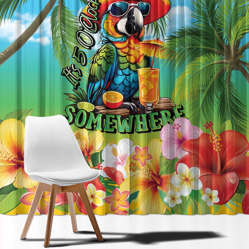Always 5 O'clock Window Curtain Hawaiian Tropical Parrot - Polynesian Pride