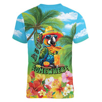 Always 5 O'clock Women V-Neck T-Shirt Hawaiian Tropical Parrot - Polynesian Pride