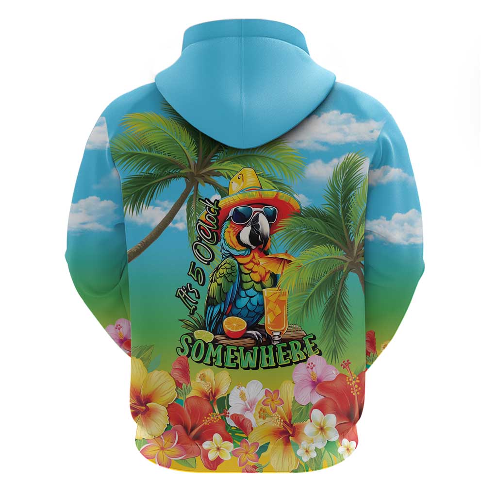 Always 5 O'clock Zip Hoodie Hawaiian Tropical Parrot - Polynesian Pride