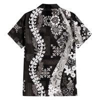 Hawaii Puakenikeni and Maile Lei Family Matching Tank Maxi Dress and Hawaiian Shirt Black Japanese Wave Style - Polynesian Pride
