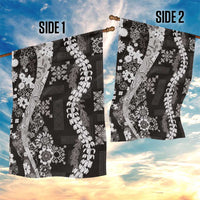 Hawaii Puakenikeni and Maile Lei Garden Flag Black Japanese Wave Style - Polynesian Pride