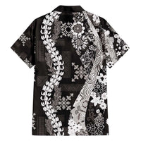 Hawaii Puakenikeni and Maile Lei Hawaiian Shirt Black Japanese Wave Style - Polynesian Pride