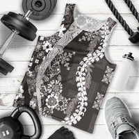 Hawaii Puakenikeni and Maile Lei Men Tank Top Black Japanese Wave Style - Polynesian Pride