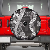 Hawaii Puakenikeni and Maile Lei Spare Tire Cover Black Japanese Wave Style - Polynesian Pride