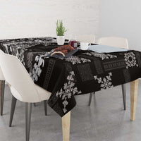 Hawaii Puakenikeni and Maile Lei Tablecloth Black Japanese Wave Style - Polynesian Pride