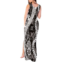 Hawaii Puakenikeni and Maile Lei Tank Maxi Dress Black Japanese Wave Style - Polynesian Pride