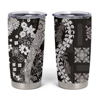 Hawaii Puakenikeni and Maile Lei Tumbler Cup Black Japanese Wave Style - Polynesian Pride