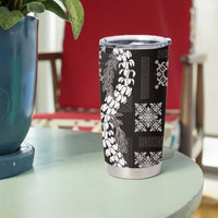 Hawaii Puakenikeni and Maile Lei Tumbler Cup Black Japanese Wave Style - Polynesian Pride