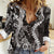 Hawaii Puakenikeni and Maile Lei Women Casual Shirt Black Japanese Wave Style - Polynesian Pride