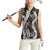 Hawaii Puakenikeni and Maile Lei Women Sleeveless Polo Shirt Black Japanese Wave Style - Polynesian Pride