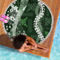 Hawaii Puakenikeni and Maile Lei Beach Blanket Green Japanese Wave Style - Polynesian Pride